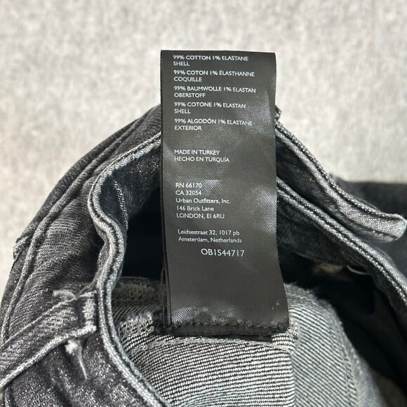 Pilcro Mini Skirt Black Womens Size 2 Side-Pleat Denim Stretch A-Line Zip Front - Picture 8 of 8